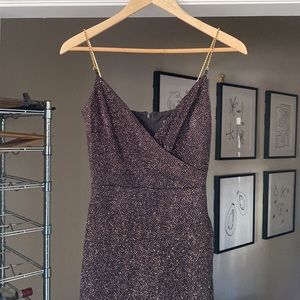 Vintage Betsey Johnson Black & Gold Rhinestone Gown sz P